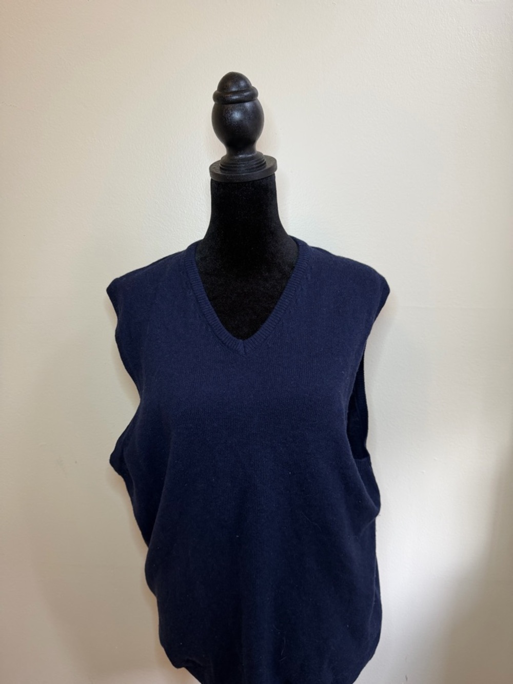 Blue Sweater Vest L Men 100% Wool Cozy Classic Preppy Minimal Style Fit New Good